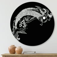 Дизайнарт 'Чиноазери с кои риби' традиционен кръг метал Арт-диск от 23