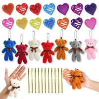 -Emore mini мечка пълнени играчки, пълни валентинки цветове плюшени животински ключодържатели Декорация Валентин карти за деца