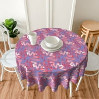Кръгла покривка, устойчива на пръски и петна, червена вълнообразна текстура кухня Трапезария Маса декорация за маса за 4 души