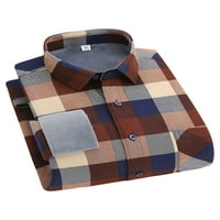 Paille Men Топс Лапета шия фланелни ризи бутон надолу блуза Единична гърди празнична туника риза стил-O 44